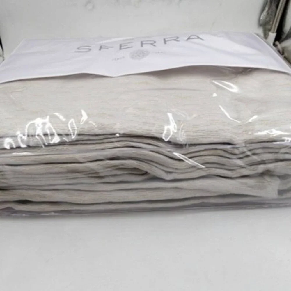 SFERRA Ondate Blanket Cover King Bluefin Two Toned Yarn Dye Weave Long Staple